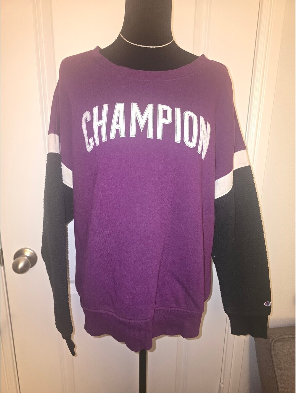Champion Authentic Athleticwear Purple and Black Pullover Sweatshirt Medium